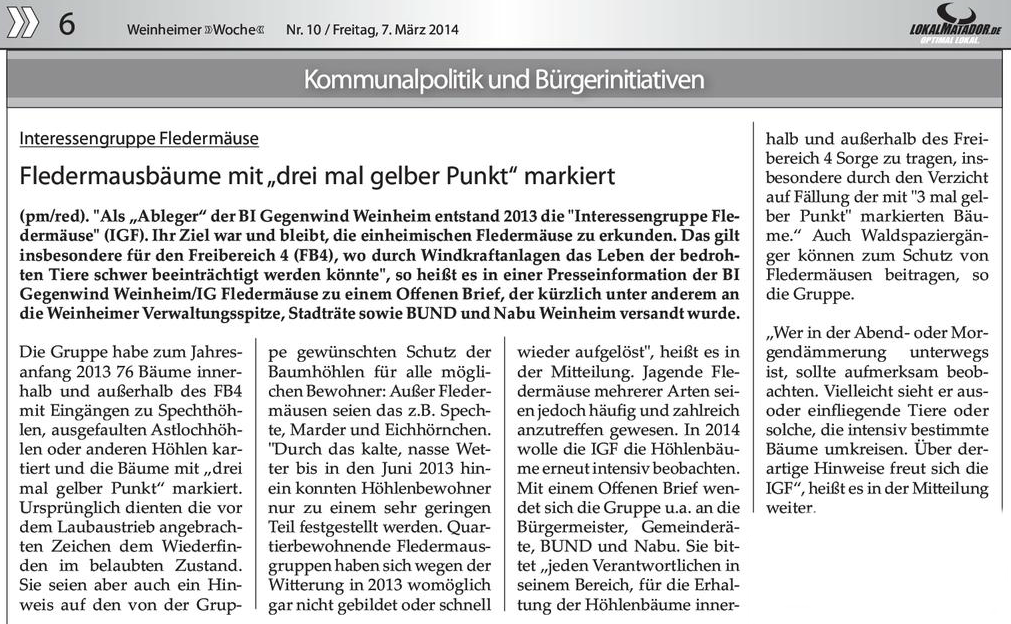 IG Fledermäuse 7.3.2014 Weinheimer Woche