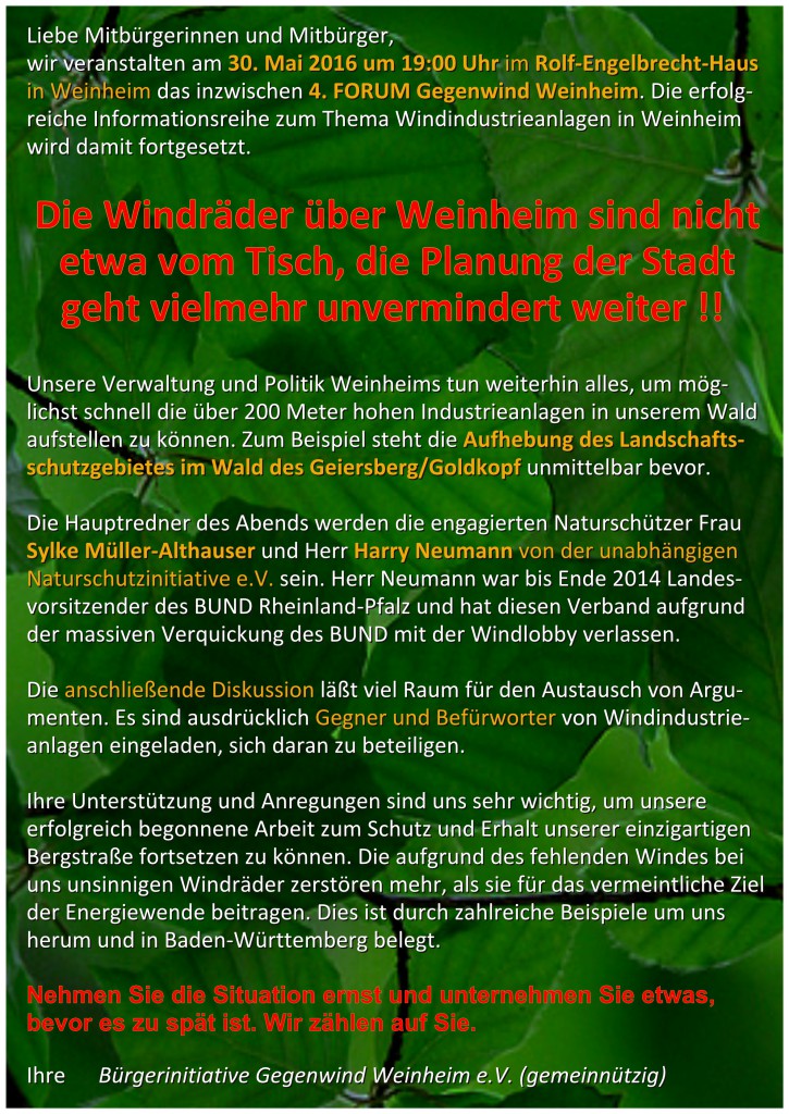 Flyer A5 hoch 4. Forum Gegenwind Weinheim 30.5.2016 Seite 2 FINAL-Seite001